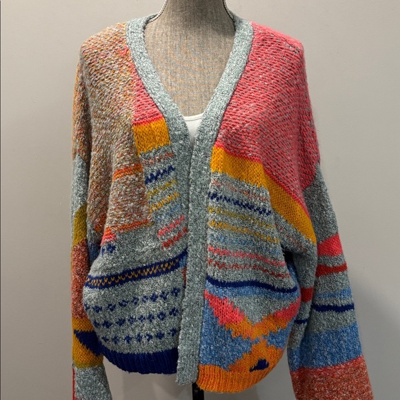 Sincerely Jules Oversized Knit Cardigan XL Multicolour Open Front - Picture 3 of 14